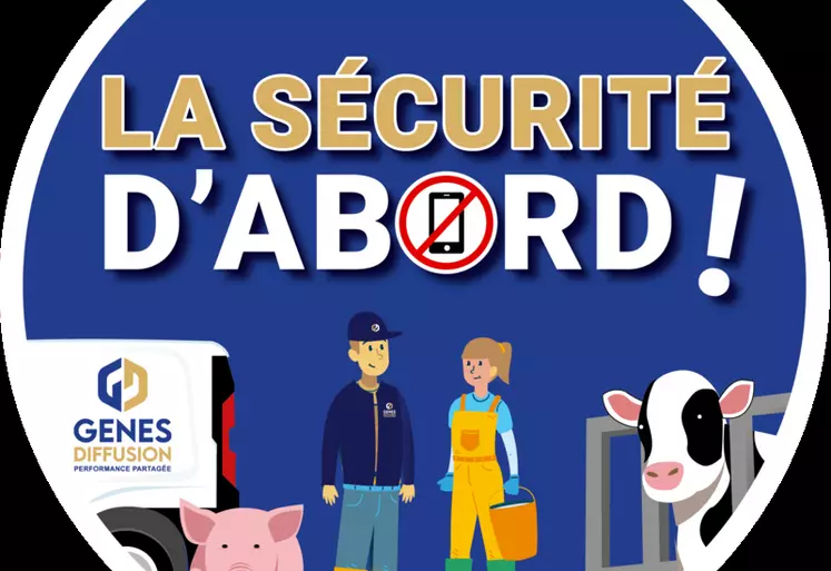 Le stickers de Gènes diffusion pour sensibiliser à la sécurité dans les élevages.