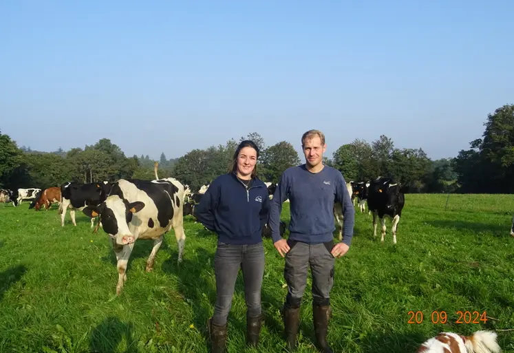 <em class="placeholder">« L’herbe pâturée est la plus économique car, plus il y a de stock, plus les charges de mécanisation augmentent », soulignent Sébastien Le Goff et Julie Sylvestre.</em>