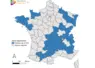 Carte de France des départements ayant détecté la présence du virus Shamonda-Europe par RT-PCR au 8 septembre 2026.