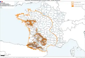 Carte de la zone régulée MHE à la date de jeudi 13 février 2025.