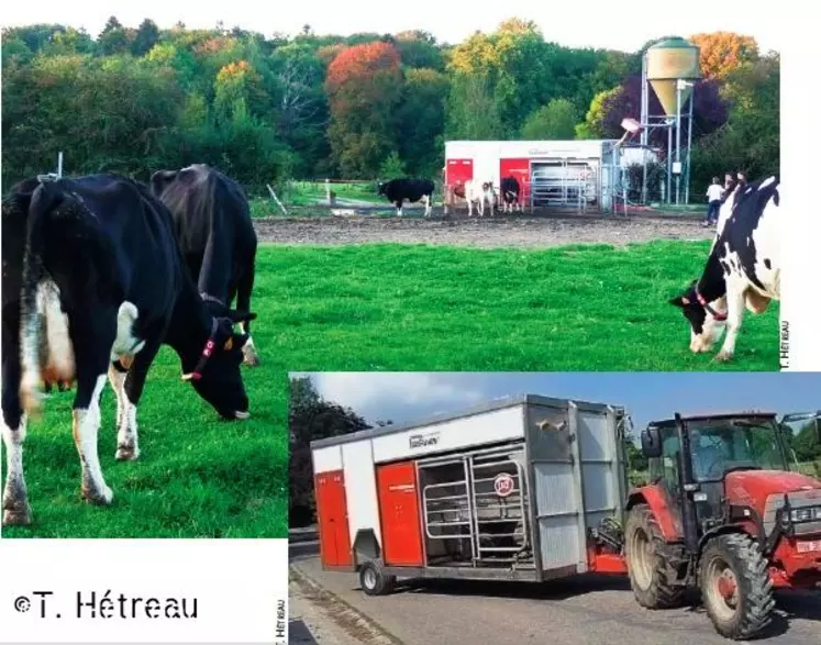 LA REMORQUE ACCUEILLANT LE ROBOT
BELGE et tout ce qui l’accompagne
ressemble à un mobile-home.
Elle repose sur le sol en position
traite. Une autre remorque,
ressemblant à une barraque
de chantier, accueille le tank.