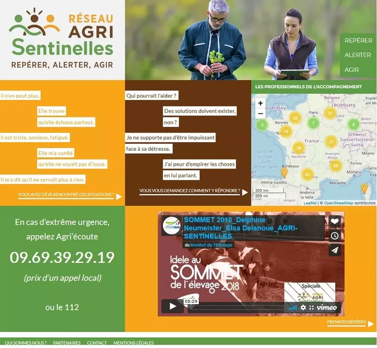 Le site web Réseau agri-sentinelles répertorie les formations pouvant aider les agri-sentinelles et les contacts de professionnels de l’accompagnement. © Réseau Agri-Sentinelles