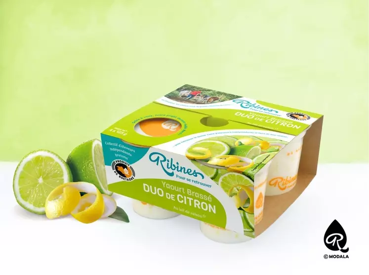 Le dernier-né de la gamme Ribines, un yaourt aux zestes de citron et citron vert. © Poline Graphic