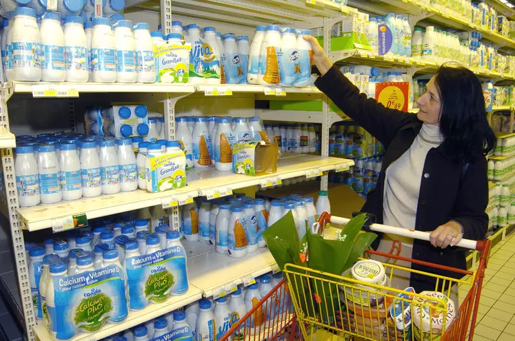 rayon lait en supermarché