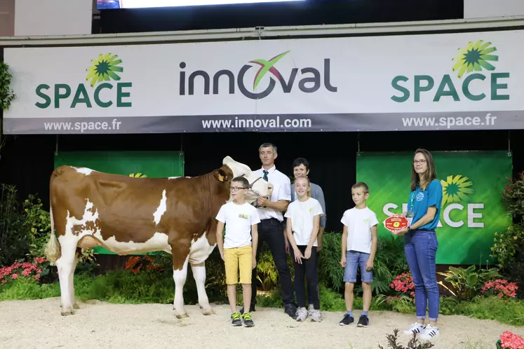 Rordine, vache montbéliarde sur le podium du Space 2023