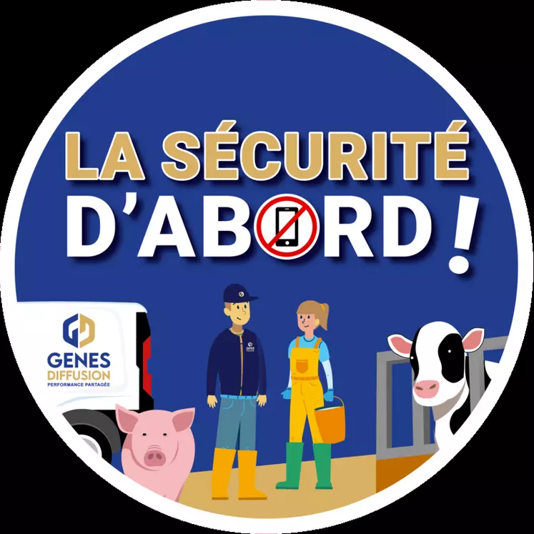 Le stickers de Gènes diffusion pour sensibiliser à la sécurité dans les élevages.