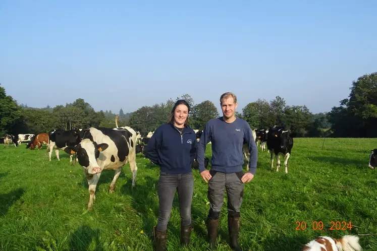 <em class="placeholder">« L’herbe pâturée est la plus économique car, plus il y a de stock, plus les charges de mécanisation augmentent », soulignent Sébastien Le Goff et Julie Sylvestre.</em>