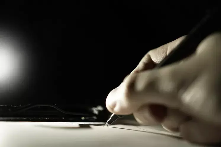 <em class="placeholder">main qui signe un contrat sous fond noir</em>