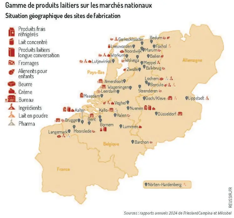<em class="placeholder">carte géographique avec les sites européens de FrieslandCampina</em>