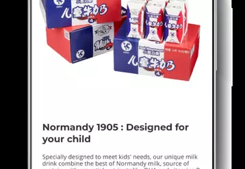 Des briquettes de lait pour enfant, marque Normandie 1905, pour la Chine, 100 % traçable via un QR code sur l'emballage.  © Maîtres laitiers du Cotentin