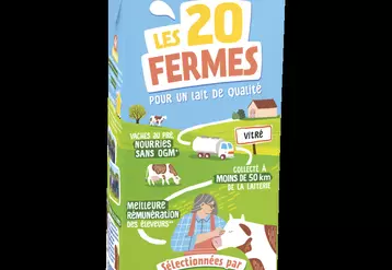 Le nouveau packaging met en avant l’origine du lait issu de vingt fermes.