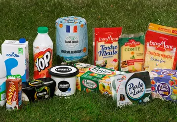 Panel de produits laitiers de la coopérative laitière Sodiaal