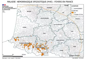 carte des foyers de MHE dans le sud-Ouest de la France