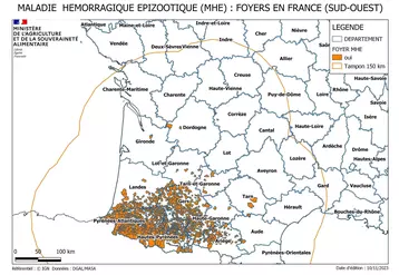 Carte des foyers de MHE en France au 9 novembre 