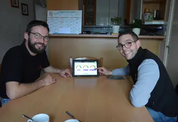 <em class="placeholder">Tous les mois, le technicien détaille aux trois associés, ici Alexandre Chevillon à gauche, les principaux indicateurs technico-économiques, dont la marge sur coût ...</em>