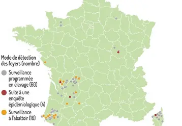 <em class="placeholder">carte de France avec les foyers confirmés de tuberculose bovine au 1er septembre 2025</em>
