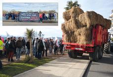 Tracteur, agriculteurs sur le boulevard des Pyrénées et un pont landais