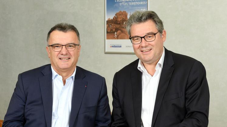 file-Respectivement président et directeur général du groupe coopératif Maïsadour, Michel Prugue (à gauche) et Philippe Carré estiment que le nouveau plan stratégique est «susceptible de remobiliser salariés et adhérents».