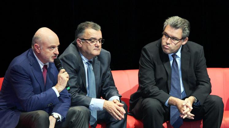 file-Thierry Zurcher, le directeur général du groupe, Michel Prugue, le président, et Philippe Carré, le directeur général adjoint, ont dressé le bilan d’une «année douloureuse».