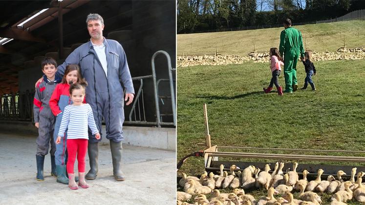 file-Au Pays basque comme dans les Landes, Philippe Ibar et Denis Lalanne mènent de front le travail sur l’exploitation et la garde de leurs jeunes enfants.