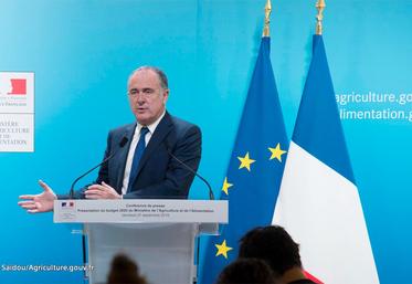 file-Avec 4,8 Mrd€ prévus dans le projet de loi de finances (PLF) 2020, le budget du ministère de lAgriculture sera en hausse de 4,1%, a indiqué Didier Guillaume le 27 septembre lors d'une conférence de presse.