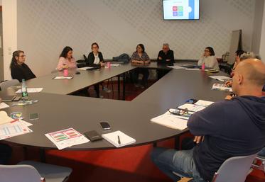 Inspectrice du travail; infirmières de la MSA, employeurs et membres des associations organisatrices autour d'une table