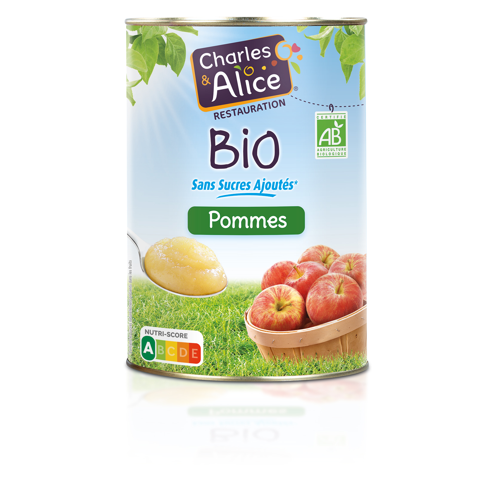 Compote pomme abricots sans sucres ajoutés, Charles & Alice (4 x 100 g)
