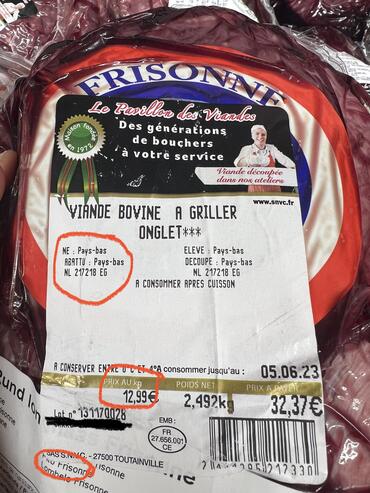 Viande bovine importée