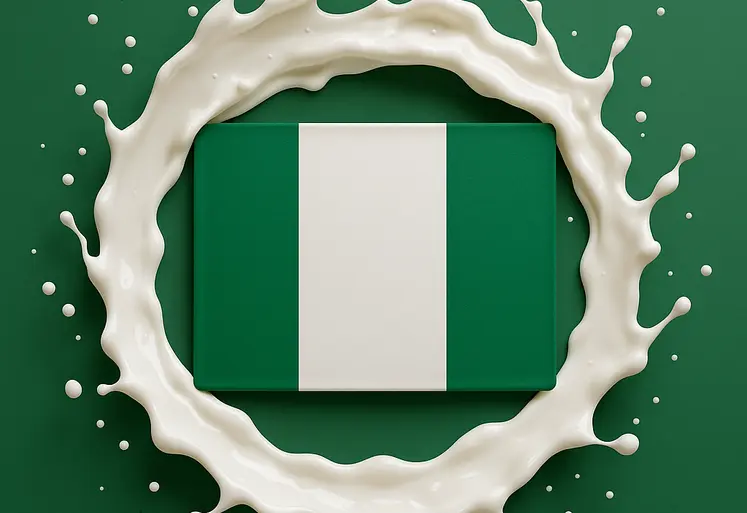 drapeau nigérian entouré de lait 