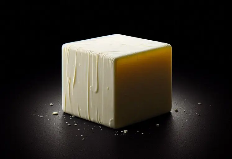 Un cube de beurre sur fond noir