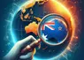 le globe terrestre avec une loupe posée sur la nouvelle-zélande et l’australie, style art numérique 