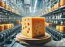 un cheddar en gros plan dans une usine moderne de fromages 