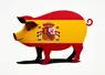 un drapeau espagnol détouré selon la silhouette d'un cochon 