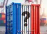 un conteneur aux couleurs du drapeau français avec un point d'interrogation dessus
