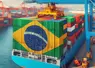 un beateau porte conteneur avec le drapeau brésilien