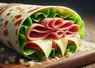 un wrap au jambon et au fromage, zoomé