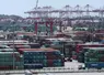 Terminal portuaire de containers au port en eaux profondes de Yangshan à Shangai. Empilement de conteneurs