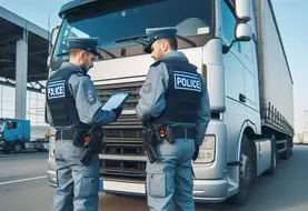 douaniers devant un camion