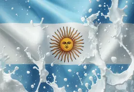 le drapeau argentin, devant le drapeau c'est une éclaboussure de lait