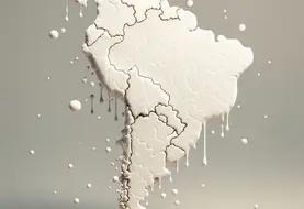carte de l'amérique du sud dessinéee en gouttes de lait