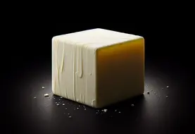 Un cube de beurre sur fond noir