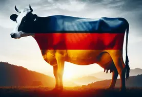 une silhouette de vache laitière dans laquelle on voit le drapeau allemand