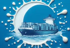 Un dessin de porte conteneur dans des gouttes de lait