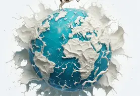 vache qui saute sur une planète dont les continents sont en lait