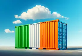 un conteneur peint aux couleurs du drapeau irlandais