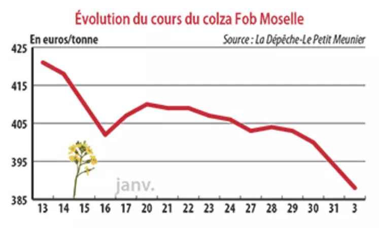 Evolution du cours du colza Fob Moselle