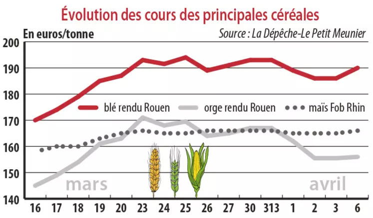 Evolution des cours des principales céréales