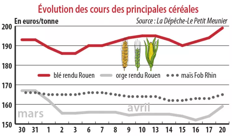 Evolution des cours des principales céréales