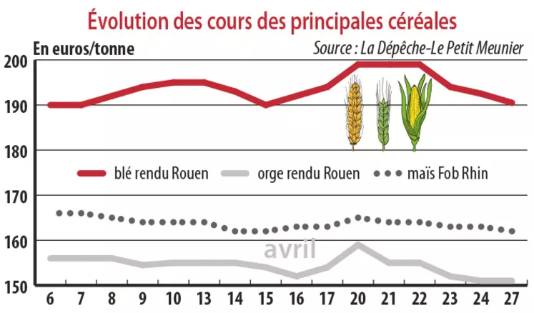 Evolution des cours des principales céréales