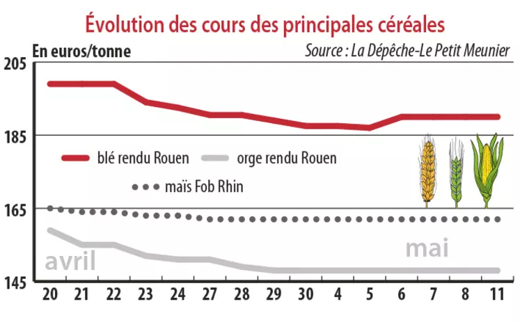 Evolution des cours des principales céréales